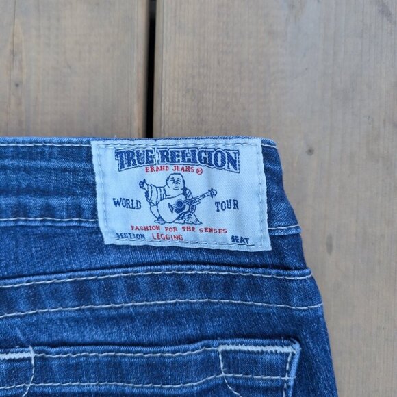 True Religion Jeans Women 29 Blue Denim Medium Wash Skinny Leg 5-Pockets Stretch - Picture 10 of 10